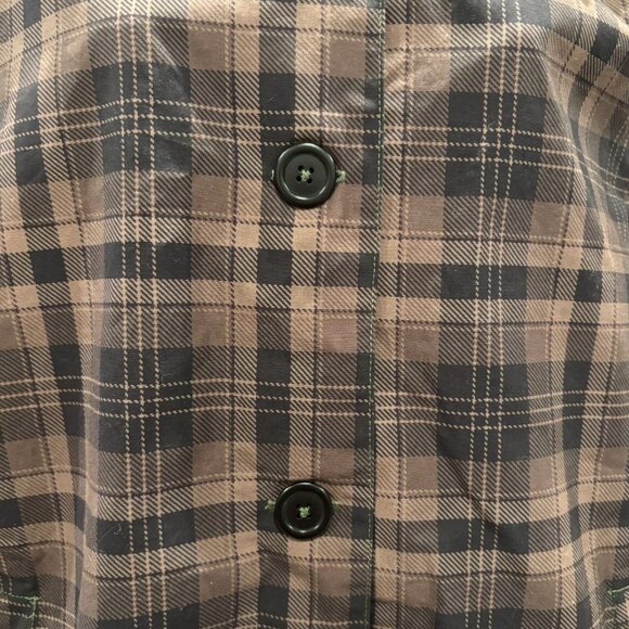 FELLER Seattle Raincoat Brown Plaid Hooded Jacket Women’s L – Rare Print - Picture 8 of 11